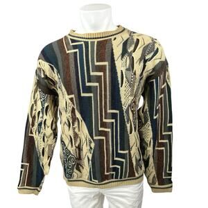 Lavane Men's Multicolor Geometric Long Sleeve Coogi Vintage Sweater Top Size XL